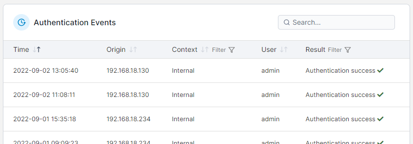 Portainer authentication events log