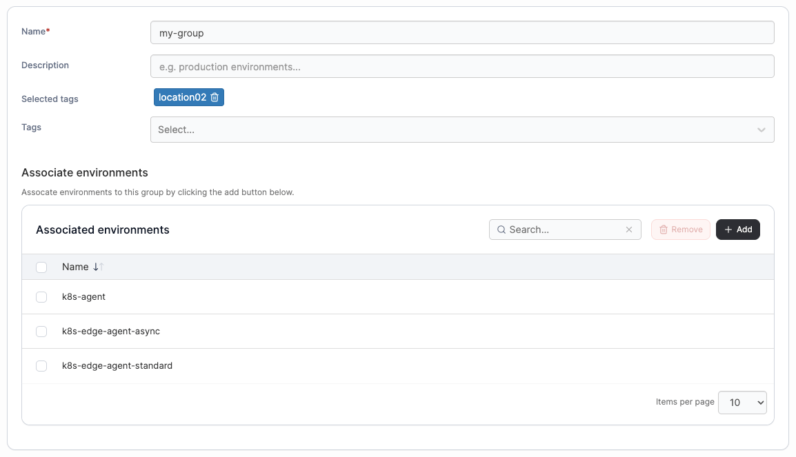 Portainer Create a group form