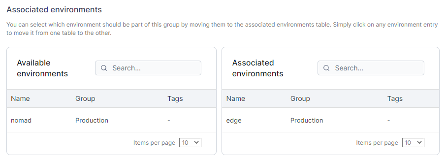 Portainer static edge group with an explicit list of member environments